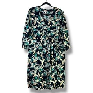 J. Jill Sz Large Petite‎ Exotic Blooms Garden Shift Dress Navy Floral Pockets